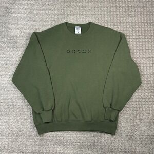 Vintage Jerzees NuBlend Olive Green Emoji Faces Crewneck Sweatshirt Large USA